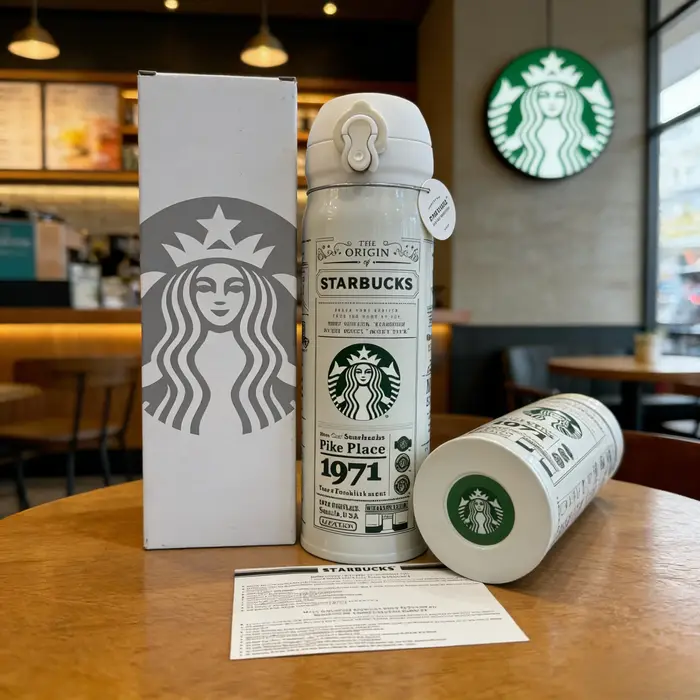 Starbucks 1971 Heritage Series – Tasse isotherme noire et blanche