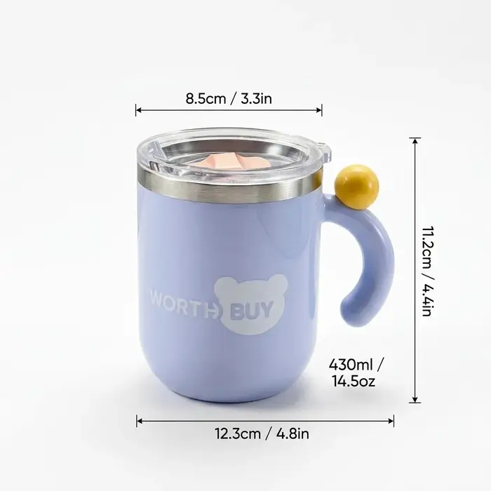 Mug isotherme pour café 14oz, tasse de voyage isolée, gobelet en acier inoxydable 316 avec poignée, 