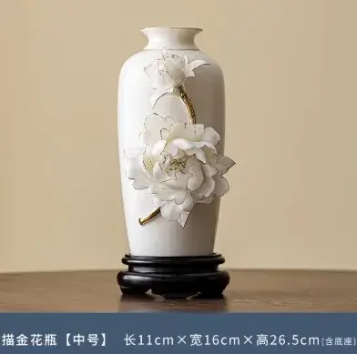 Ornement de vase en céramique, luxe léger haut de gamme, porcelaine de pivoine, meuble TV à arrangem