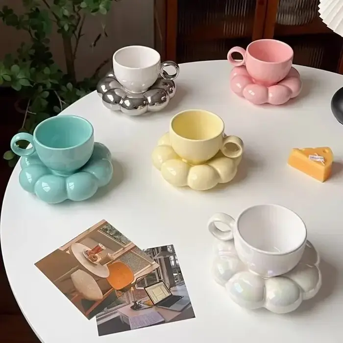 Ensembles de tasses à café en forme de nuage en céramique