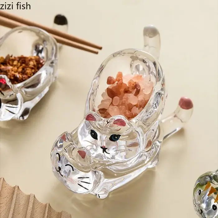 Plat d'assaisonnement en verre de cristal pour chat