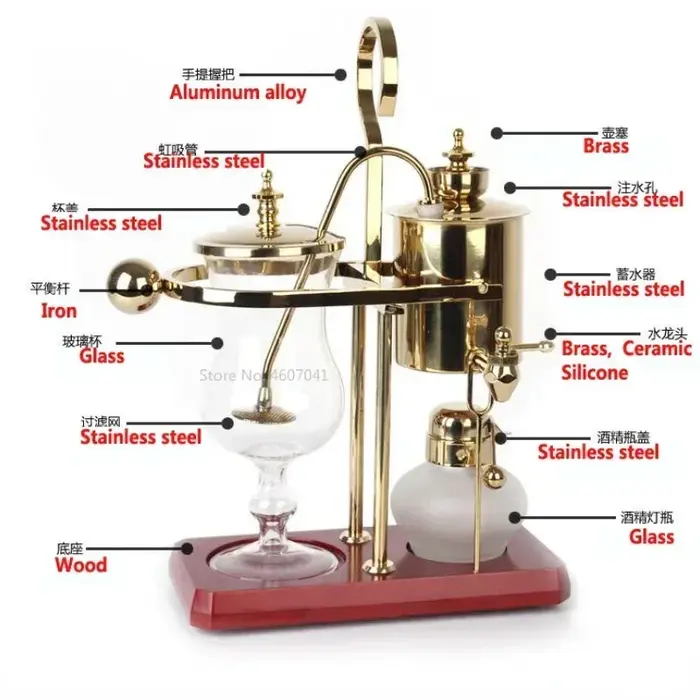 Cafetière de Siphon en verre or Rose de luxe pour 4 tasses