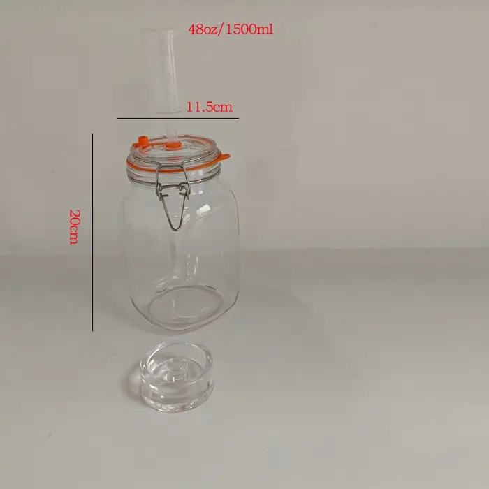 Pot de fermentation, pot de fermentation en verre de 1,5 litre avec poids de fermentation et sas