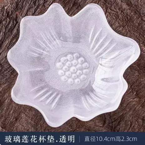 Sous-verre à thé en verre fait à la main, pétale transparent, isolation thermique, support en polymè