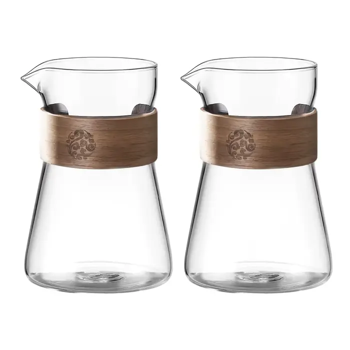 Carafe à café en verre de 16 oz avec couche thermorésistante en bois, verre à espresso en borosilica