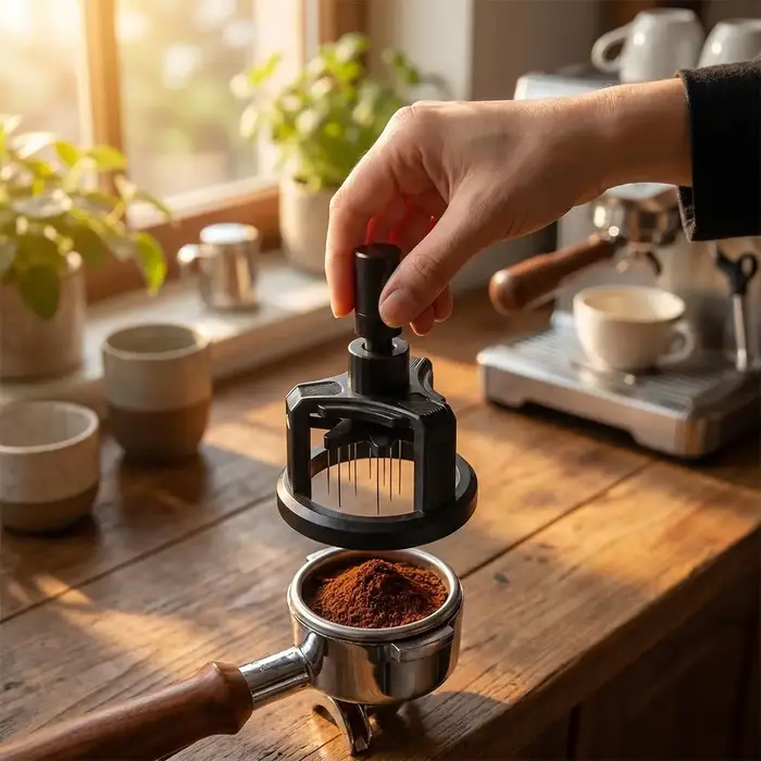 Distributeur de café moulu rotatif à aiguilles
