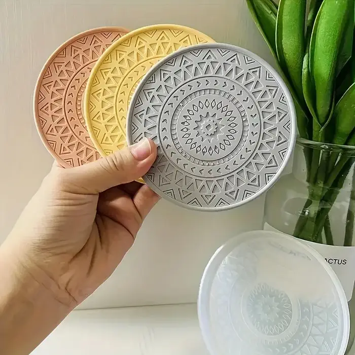 Moule rond en Silicone pour dessous de verre à fleurs