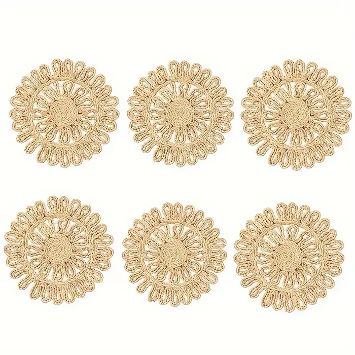 Napperons et sous-verres en rotin tissé à la main – Tapis de table circulaires résistants à la chaleur pour la cuisine