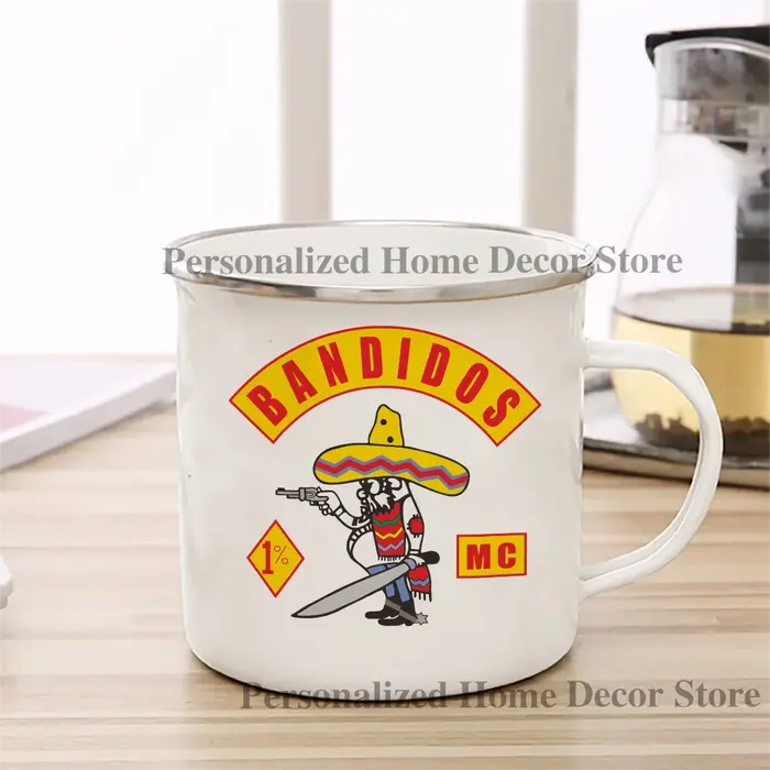 Bandidos MC tasses à café tasse en émail réutilisable écologique métal traver thé lait bière
