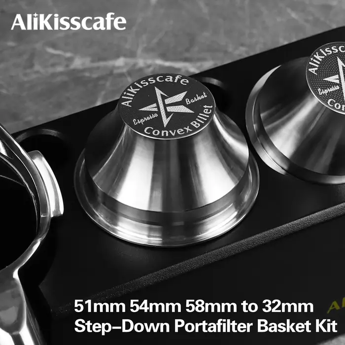 Alikisscafe Step Down Portafilter Basket Precision Variable Diameter 51mm 54mm 58mm Convex Billet Barista Espresso