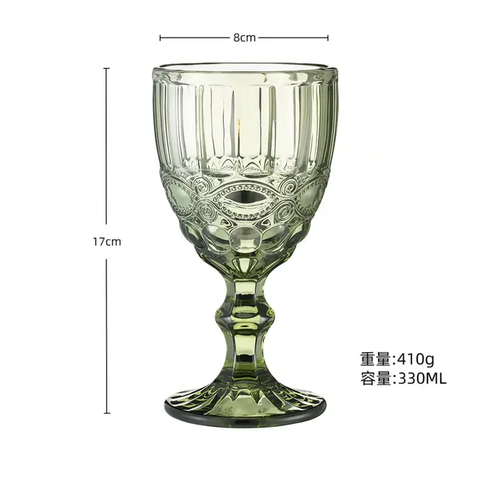 Verre à vin européen en relief