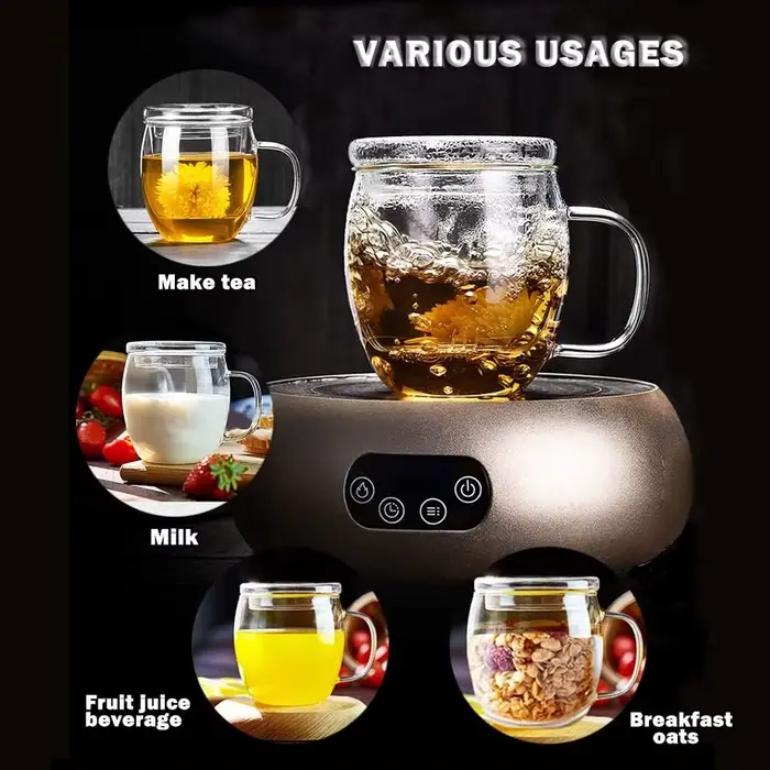Tasse à thé en verre avec infuseur et couvercle 11oz/350ml