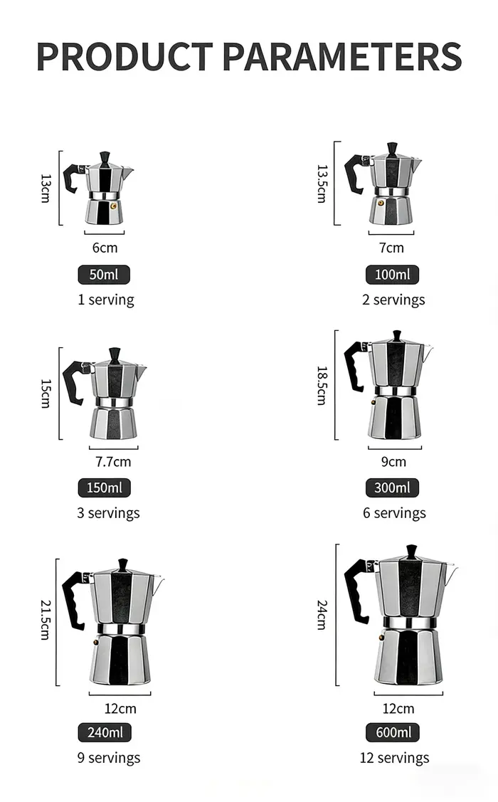 Cafetière Moka en aluminium octogonale