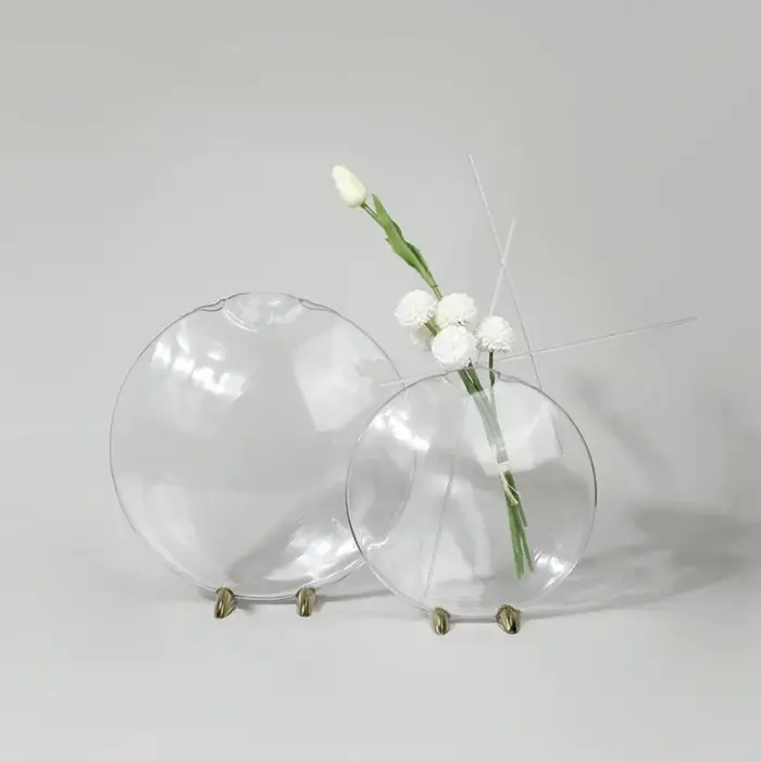 Vase à bouche de poisson en verre et métal moderne