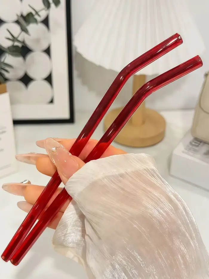 1/4/8 pailles en verre courbées