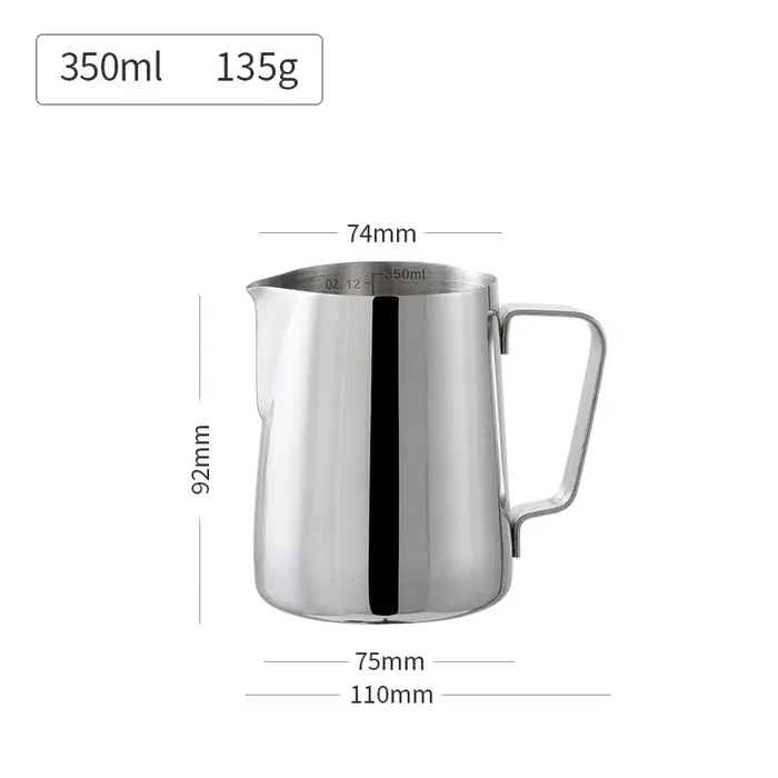 Pichet à mousse de café et de lait en acier inoxydable 304, avec échelle, Latte, vapeur, processus d
