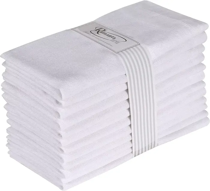 Lot de 12 serviettes de table 100 % coton pour 18 pouces