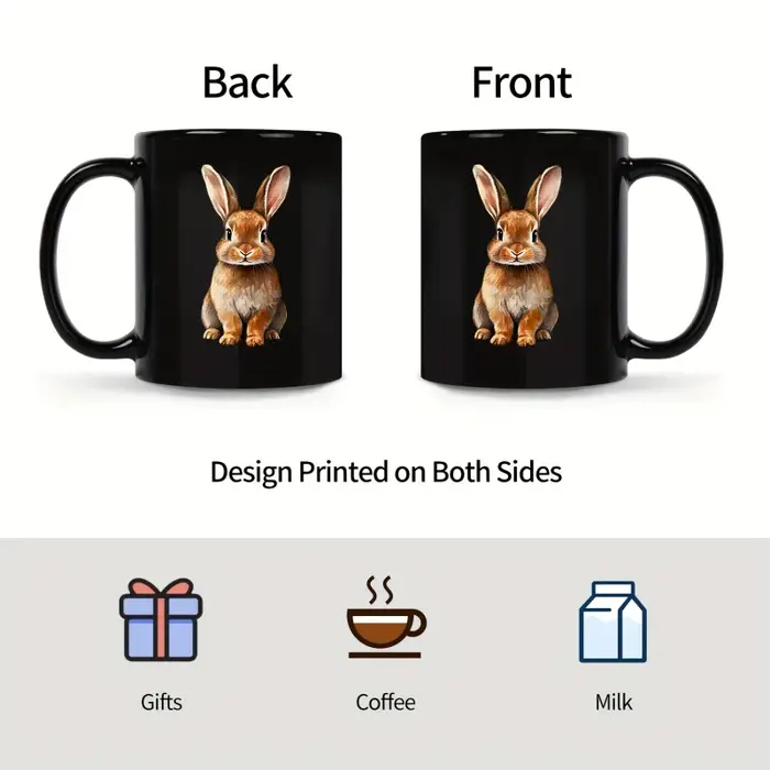 La tasse à café en céramique imprimé animal lapin noir convient à la maison