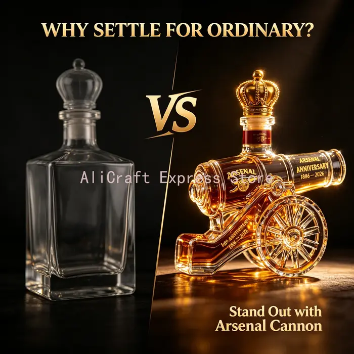 Carafe en verre Arsenal Cannon 140ème anniversaire, bouteille de whisky et de vin, objet de collection pour les fans de football, décoration de bar, ornement