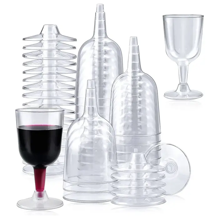 Verre à vin en plastique transparent AFOURT-50Pcs