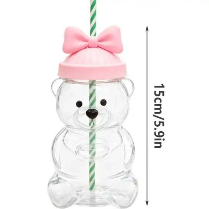 Tasse en verre ours 2025 mignonne transparente avec couvercle