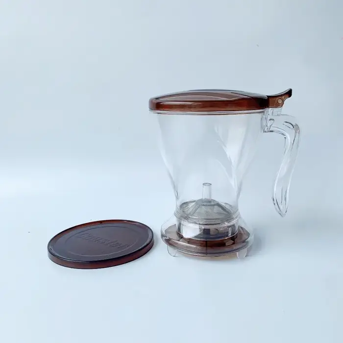 Carafe à expresso 600 ml, filtre à café pour infusion, pot à café transparent en PC avec tasse, infuseur à thé, Americano