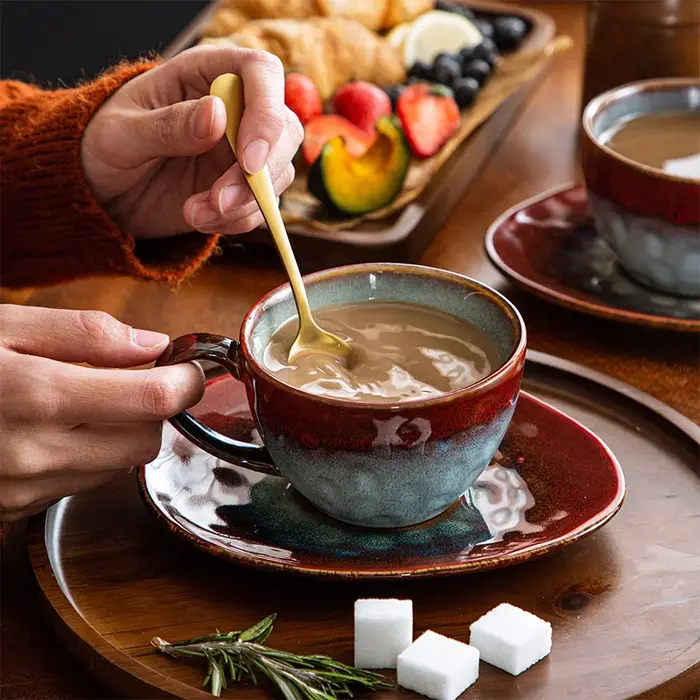 Plateau de tasse à café en céramique rétro japonaise