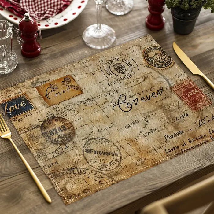 Set de table en lin floral vintage, durable et isolant thermiquement, pour une ambiance chaleureuse