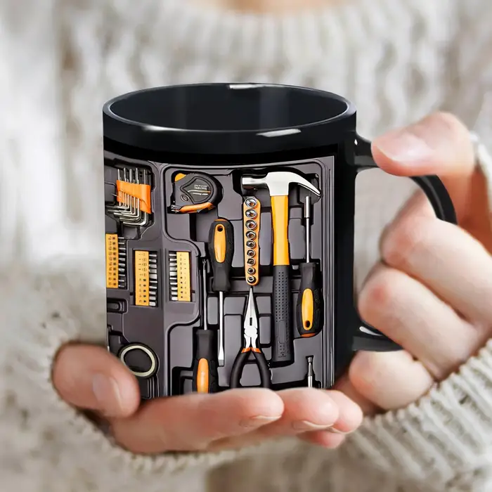 Tasse à café boîte à outils thème poignée en forme de C