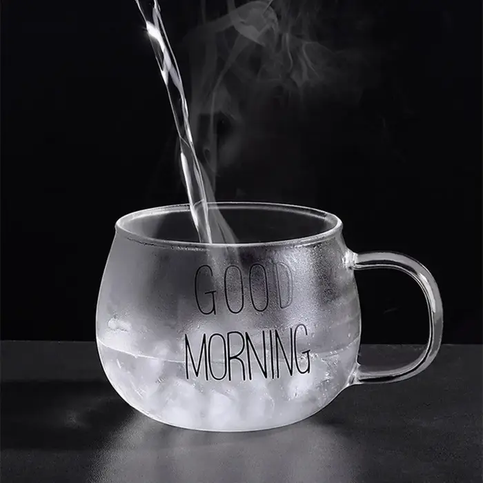 Tasse en verre créative transparente avec lettre imprimée