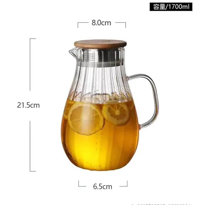 Bouilloire Verticale à Rayures de Grande Capacité en Borosilicate