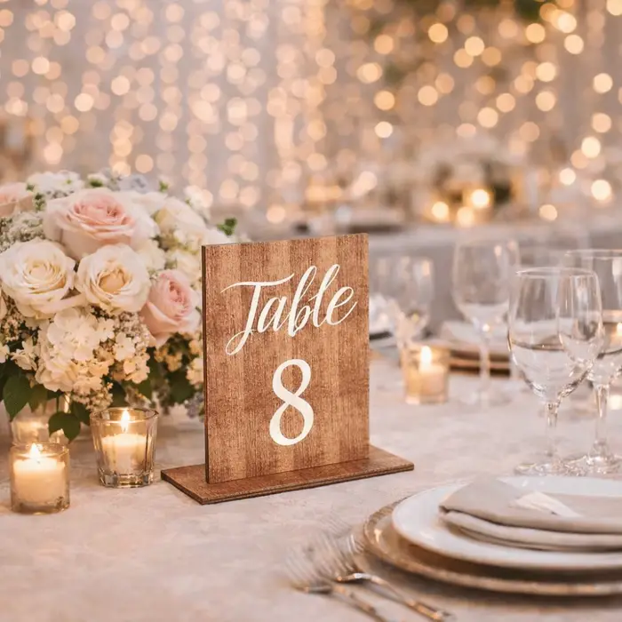 Numéros de table double face pour mariage