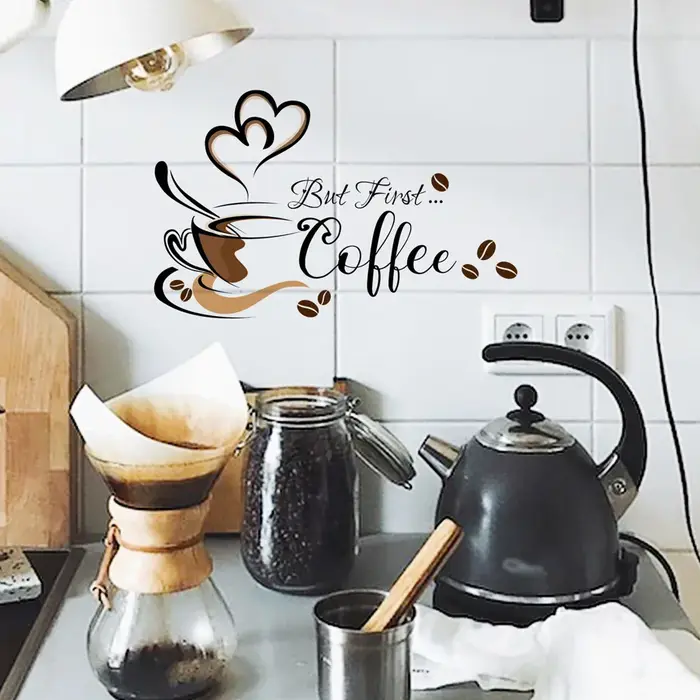 Autocollants muraux à motif de tasse à café créative