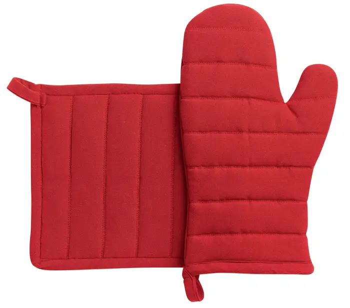 Lot gant/manique recycl Jona Rouge 15 x 30