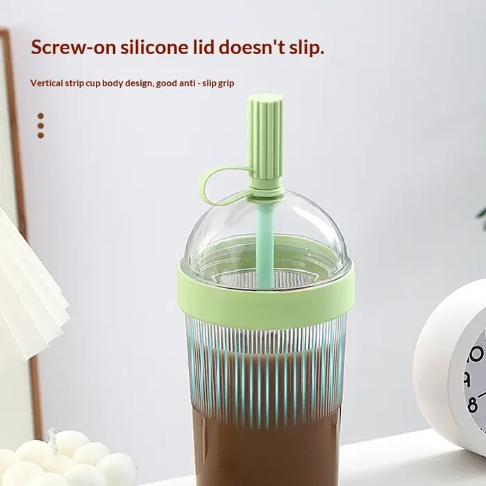 Gobelet à café portable grande capacité avec paille