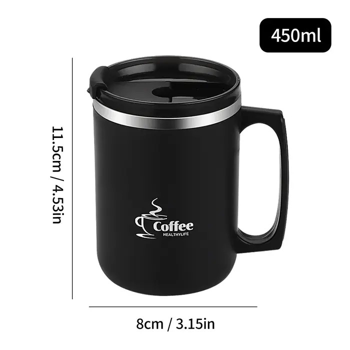 Mug de voyage isotherme avec poignée, en acier inoxydable 304, tasse isolée, thermos anti-fuite, bou