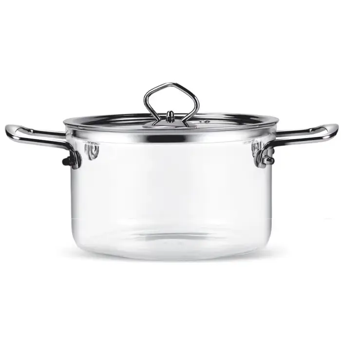 Verrerie moderne haute teneur en verre Borosilicate marmite transparente minimaliste casserole en ve