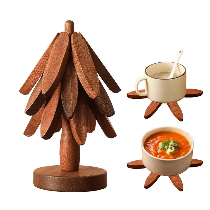 Ensemble de dessous-de-plat et de dessous-de-verre en bois