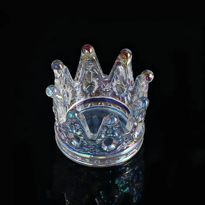 Bougeoir en verre et cristal couronne