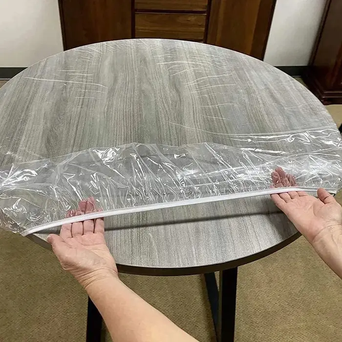 Lot de 10 housses de table rondes transparentes – Protection imperméable et résistante à l'huile pour tables à manger