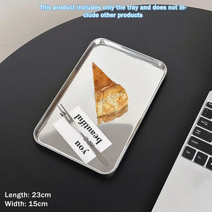 Plateau de service rectangulaire moderne en acier inoxydable – Idéal pour gâteaux et collations – Su