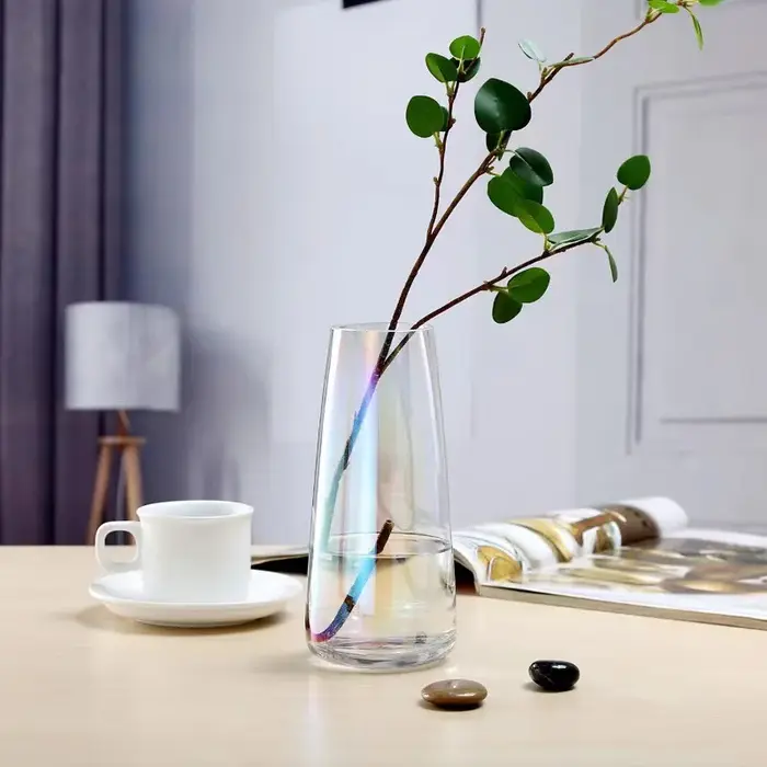 Vase en verre Transparent Aurora Illusion, Arrangement de fleurs, Vase de table, décoration de la ma