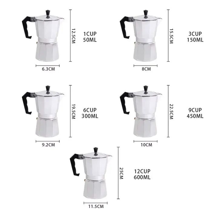 Machine à café en aluminium, Pot à moka, cafetière octogonale en aluminium