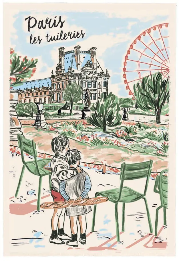 Torchon Paris Les tuileries Ecru 48 x 72