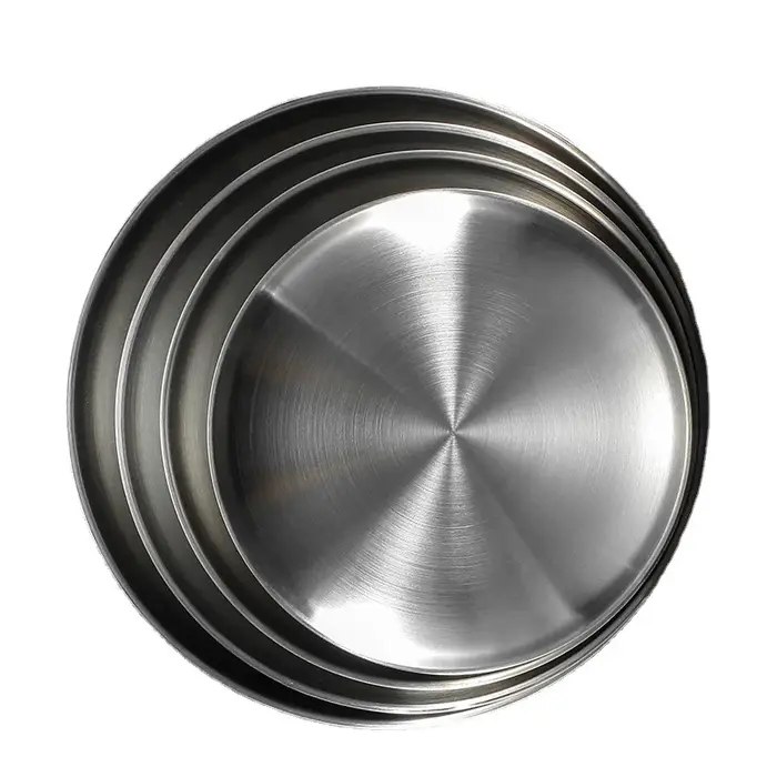 Assiette ronde en acier inoxydable 304