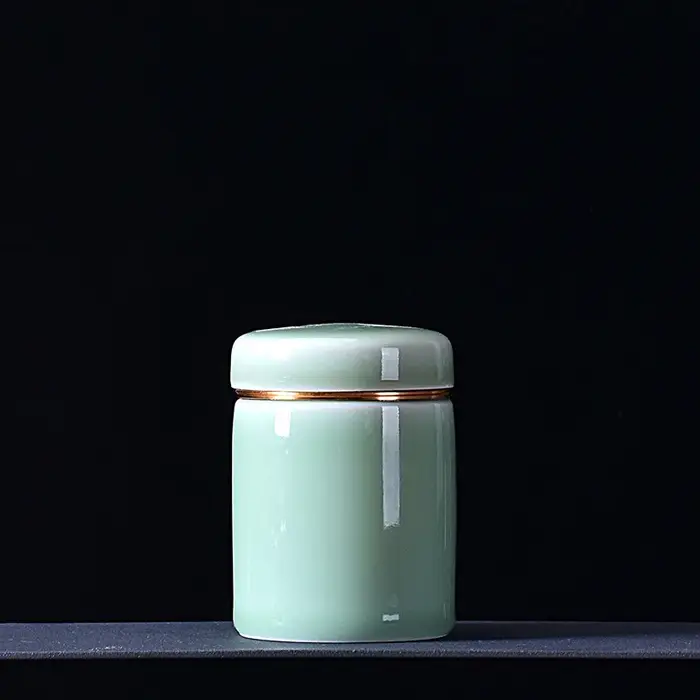 Pot à thé céladon en céramique trompette boîte d'emballage de thé pot scellé Mini pot à thé Portable