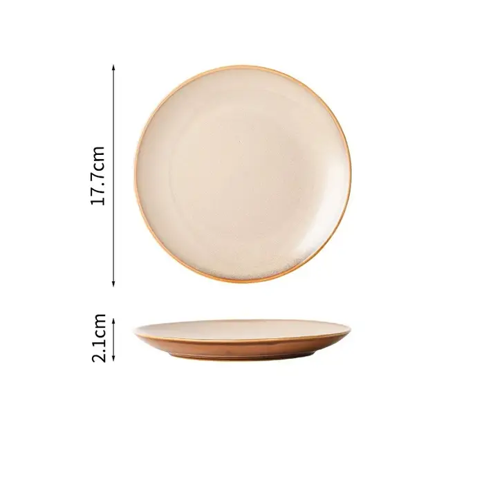 Assiette à dîner en céramique, style rétro, effet de four créatif, assiette peu profonde, pour cuisi