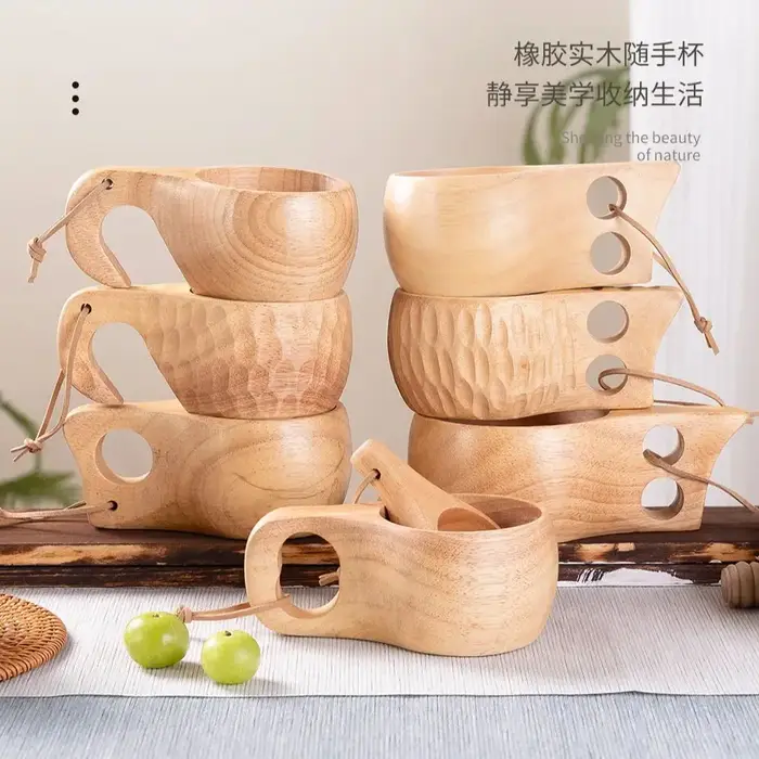(1 pièces) petite tasse à lait créative en bois 6/8oz 180-240ml