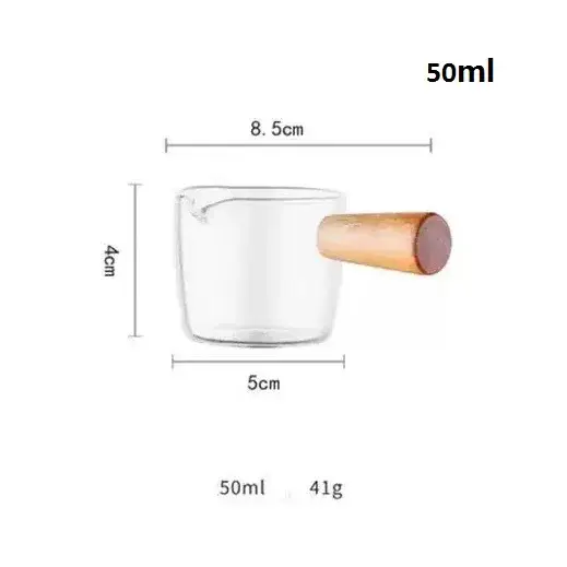 Tasse à mesurer à café en verre résistant à la chaleur de 75 ml avec manche et balance en bois – Car