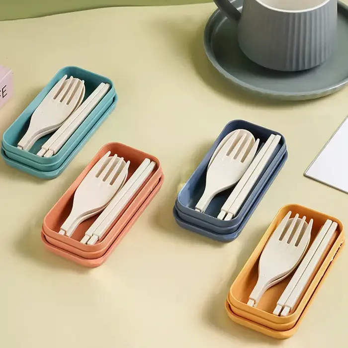 Ensemble de couverts en paille de blé de Style japonais